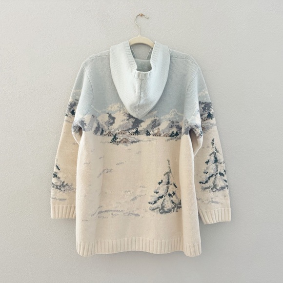 Ralph Lauren Vintage Sweater Sled Dog Scene Hooded Country Lambswool Hanknit 1X - Picture 2 of 11